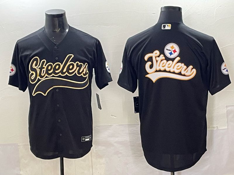 Men 2025 Nike Pittsburgh Steelers Blank Black Joint Name  Limited NFL Jersey style 054